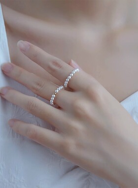 复古高级感素圈细淡水珍珠戒指 小众独特轻奢甜美食指戒 时尚百搭
