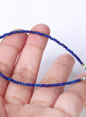 精品天然青金石圆珠小米珠手链接近无白无金搭配蜜蜡南红绿松2mm