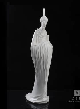 高仕屈原德化陶瓷历史人物雕塑工艺品大号家居会所禅意空间摆件