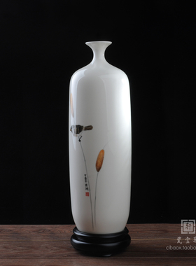 吉祥花鸟陶瓷花瓶德化白瓷客厅家居办公室桌面摆放礼品礼盒装饰品