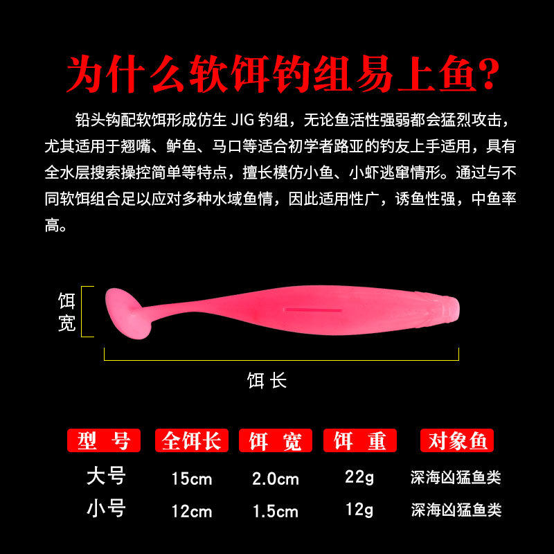 路亚大T尾软饵 仿真鱼饵 15厘米22克/12厘米12克路亚饵 虎鱼专杀,淘宝优惠券,粉丝福利购,淘宝优惠卷
