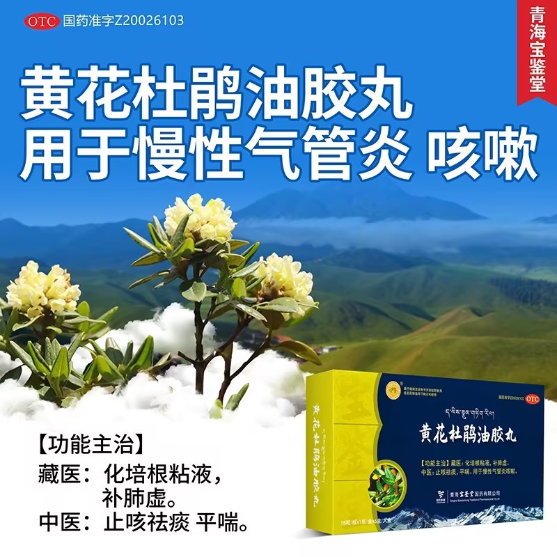 宝鉴堂黄花杜鹃油胶丸补肺虚化培根粘液慢性气管炎咳嗽非胶囊