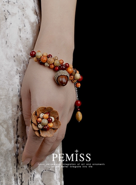 檀木木质木头植物果实手镯