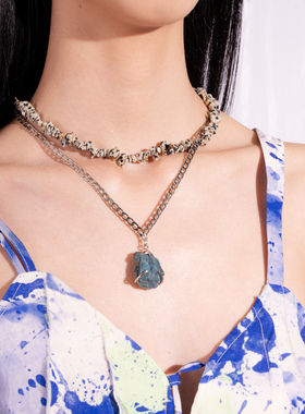 ClubCylinder水晶矿石双链项链