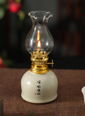 复古露营礼佛怀旧茶室陶瓷油灯
