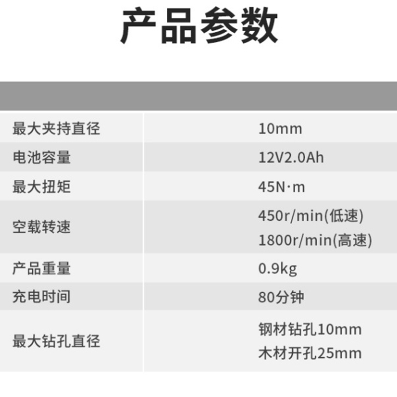 ken锐奇充电钻手电钻无刷锂电钻12V冲击钻家用电动螺丝刀工具7312-图0