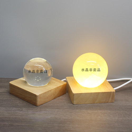 LED发光七彩灯座插电遥控供奉佛像底座实木长方形木质工艺品摆件 - 图1