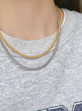 编织麻花链钛钢高保色编织女