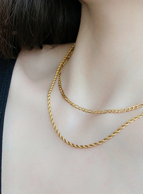 冷淡风叠戴ins博主同款锁骨链