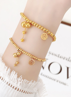 福字葫芦吊坠钛钢不掉色手链