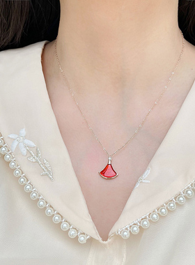 锁骨链女钛钢不掉色贝母扇形项链