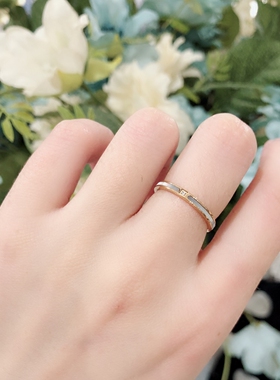 白贝母戒指女简约气质女玫瑰金