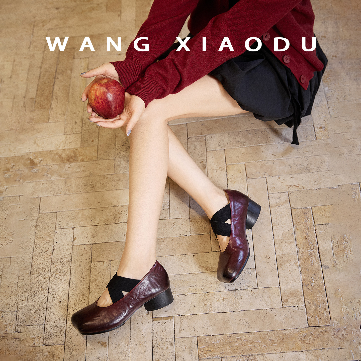 【王小毒】芭蕾舞步○4cm厚底芭蕾鞋女粗跟交叉带苹果头玛丽珍鞋,淘宝优惠券,粉丝福利购,淘宝优惠卷