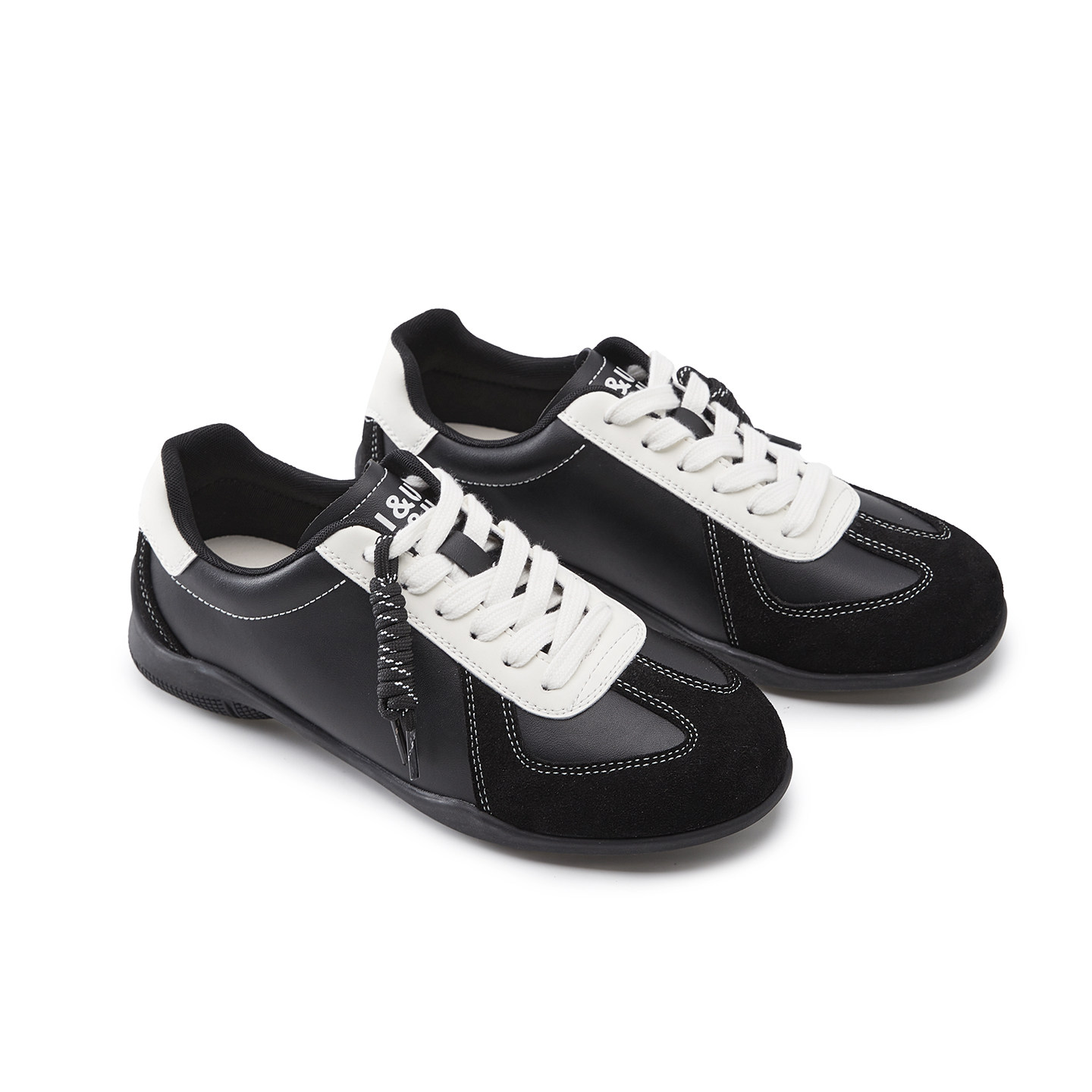 原创【王小毒】时光赛道●黑白撞色德训鞋女真皮复古运动鞋阿甘鞋,淘宝优惠券,粉丝福利购,淘宝优惠卷