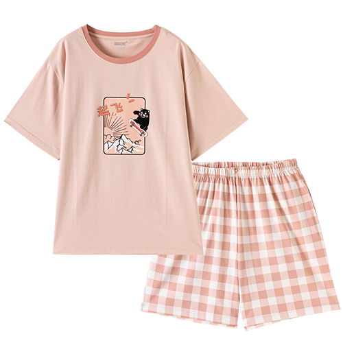 顶瓜瓜舒爽透气短袖顶呱呱圆领套头男女款短袖家居服套装