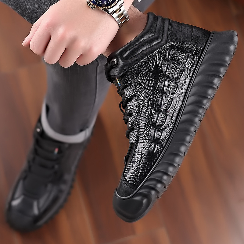 冬季头层牛皮羊毛男士棉鞋户外高帮加绒东北保暖皮鞋真皮爸爸男鞋 - 图1