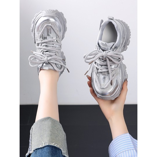 厚底老爹鞋女2024年秋冬季新款加绒时尚百搭休闲鞋增高软底运动鞋