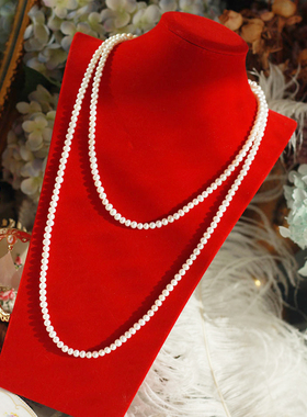 双层珍珠项链配旗袍颈链复古国风母女拍照写真饰品中长款女士071