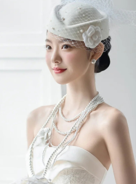 法式新娘多层珍珠锁骨链