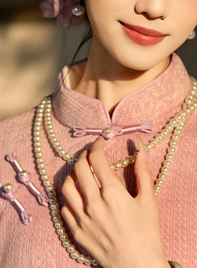 多层珍珠项链年轻款配旗袍配饰品中长款锁骨链子百搭颈链女士541