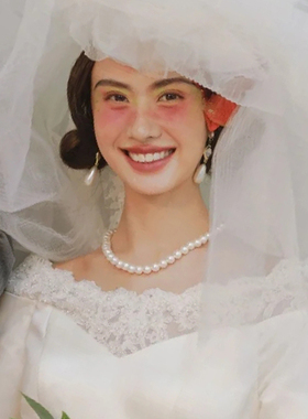 10mm大珍珠项链颈链女士法式气质颈链毛衣链结婚锁骨链子项圈1846