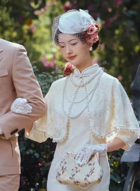 2025新款搭配旗袍珍珠项链饰品女士夏季中长款多层叠戴毛衣链1551