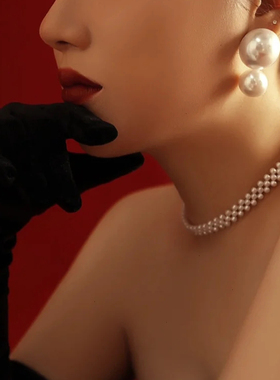 小珍珠项链法式赫本风拍照配饰品颈链女士毛衣链子choker项圈1438