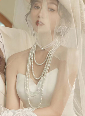 多层珍珠项链女款叠戴颈链