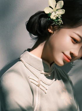 搭配旗袍珍珠项链旗袍配饰品颈链国风复古拍照饰品锁骨链女士556