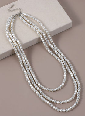 搭配旗袍珍珠项链女士中长款