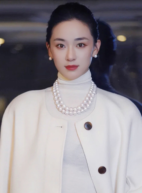 新款双层珍珠项链女士夏季毛衣链颈链加长版锁骨链旗袍配饰品1443