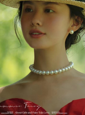 明星同款人造珍珠项链女士法式摄影拍照饰品颈链子简约锁骨链139