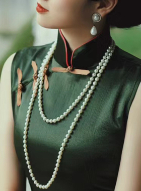 搭配旗袍珍珠项链摄影拍照饰品