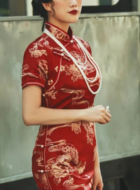 搭配旗袍珍珠项链三层叠戴颈链女士复古写真拍照配饰品中长款104