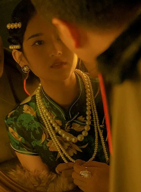 搭配旗袍珍珠项链女士写真拍照颈链长款锁骨链子毛衣链子项圈1035
