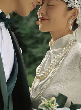 搭配旗袍珍珠项链女士复古