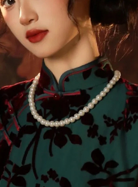 新款10mm仿珍珠项链配旗袍配饰品