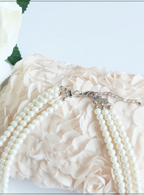 新款多层叠戴项链配旗袍裙子饰品女士中长款仿珍珠颈链毛衣链012