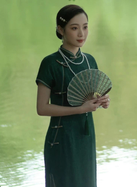 双层珍珠项链配旗袍配饰品中长款毛衣链子女士多圈锁骨链颈链145