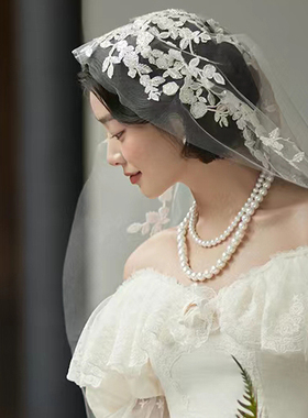 多层珍珠项链颈链女士法式复古写真拍照配饰品锁骨链毛衣链子143