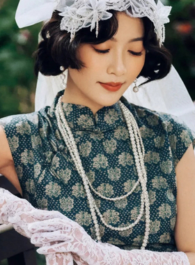 搭配旗袍珍珠项链配饰品多层叠戴颈链女士锁骨链中长款毛衣链536