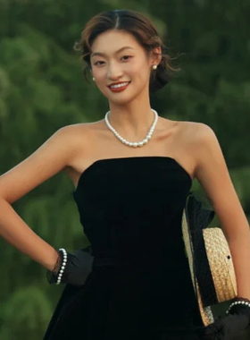 渐变珍珠项链女士颈链子