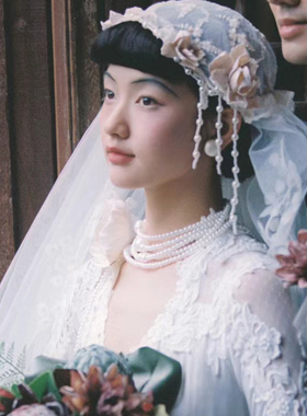 多层珍珠项链女士摄影拍照饰品项圈锁骨链子百搭款颈链choker040