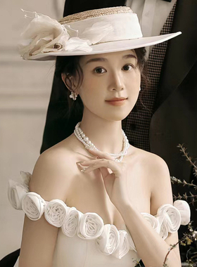 多层珍珠项链女士短款颈链法式复古拍照写真饰品锁骨链毛衣链255
