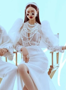 多层珍珠项链女士中长款颈链夸张拍照写真饰品配婚纱礼服饰品1676