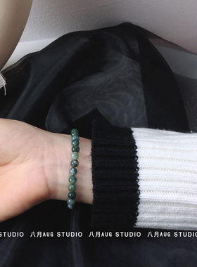 八月aug*复古简约天然绿色女玛瑙