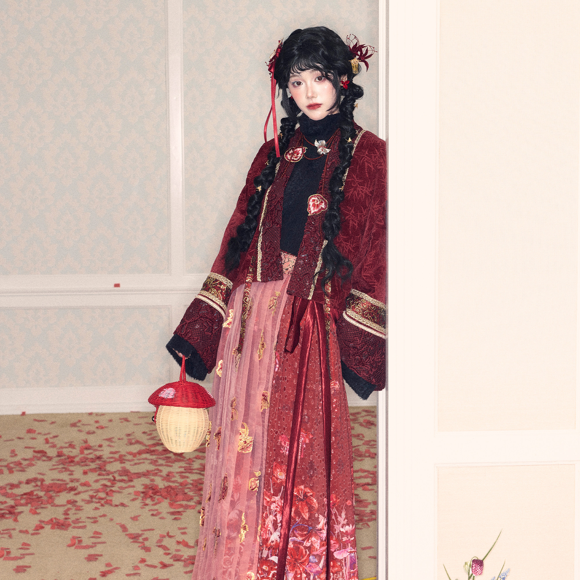 粼夕squama【琳琅君】唐制国风红色汉服套装拜年服改良中式订婚服,淘宝优惠券,粉丝福利购,淘宝优惠卷