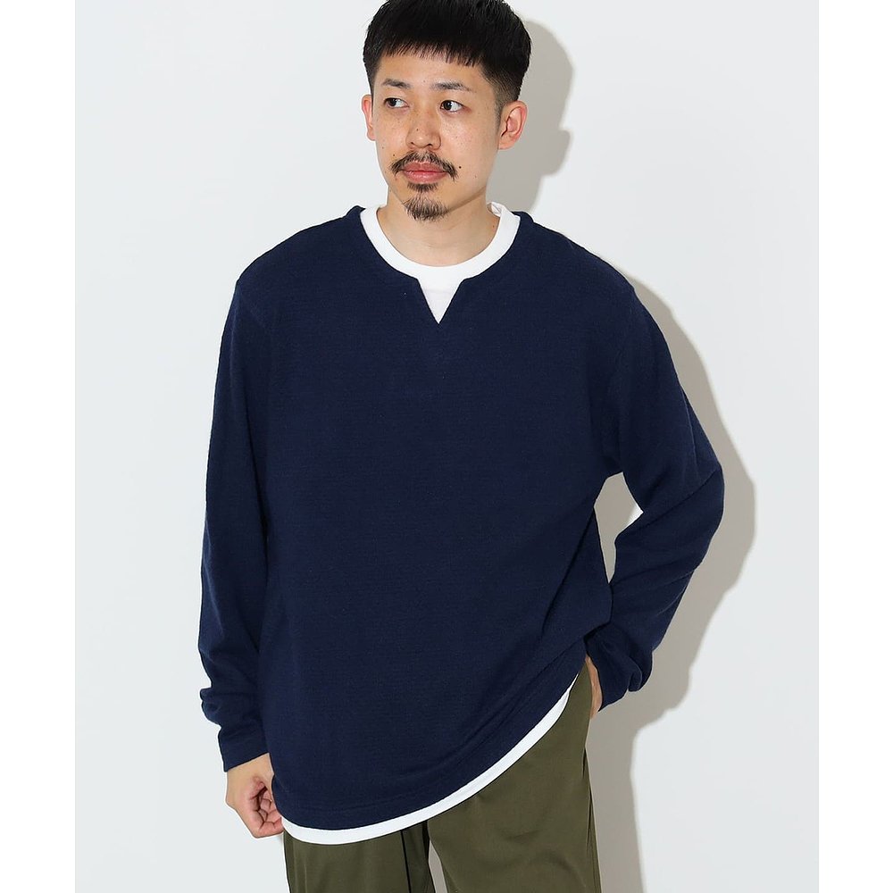 BEAMS HEART 男士立领层叠风针织上衣 42140284639 - 图1