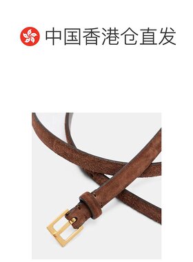 香港直邮The Row 女士 City 绒面革皮带 brown棕【付后1h可退】