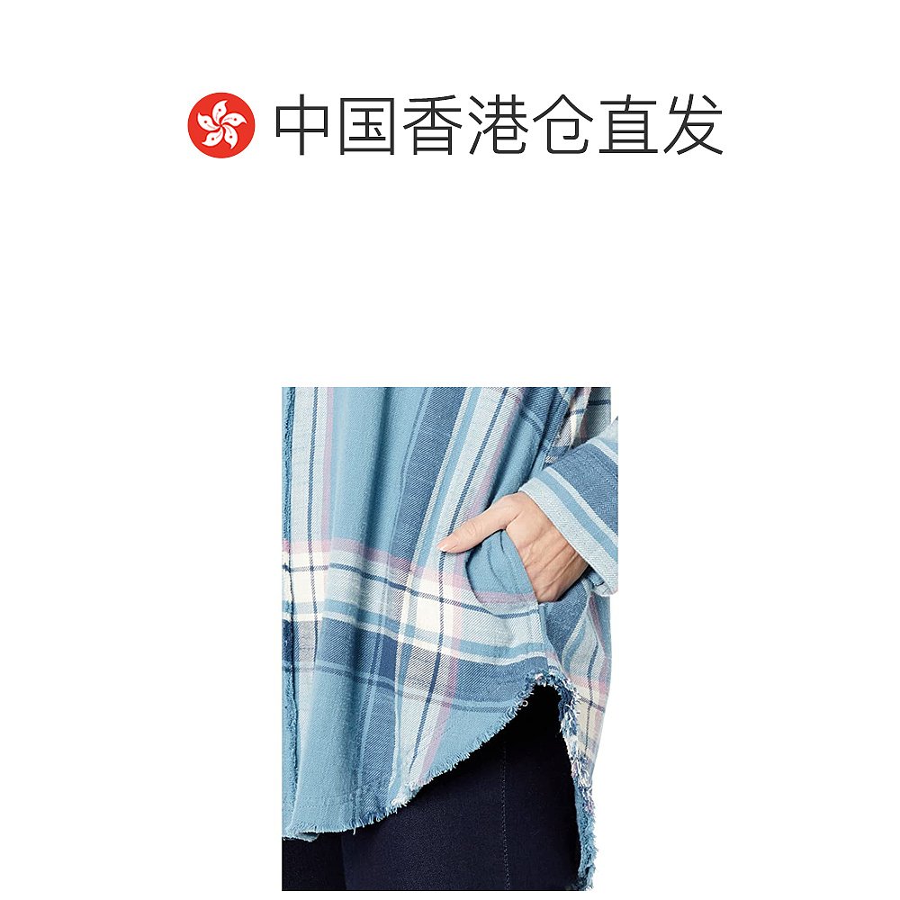 香港直邮潮奢 lucky brand 女士长袍式格子衬衫 - 图1